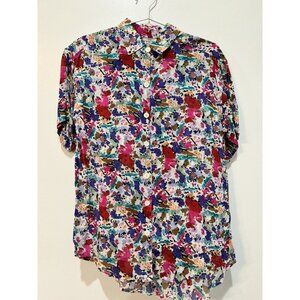 Vintage Kyoto Kasuals Floral Button Up Short Sleeve Shirt Medium